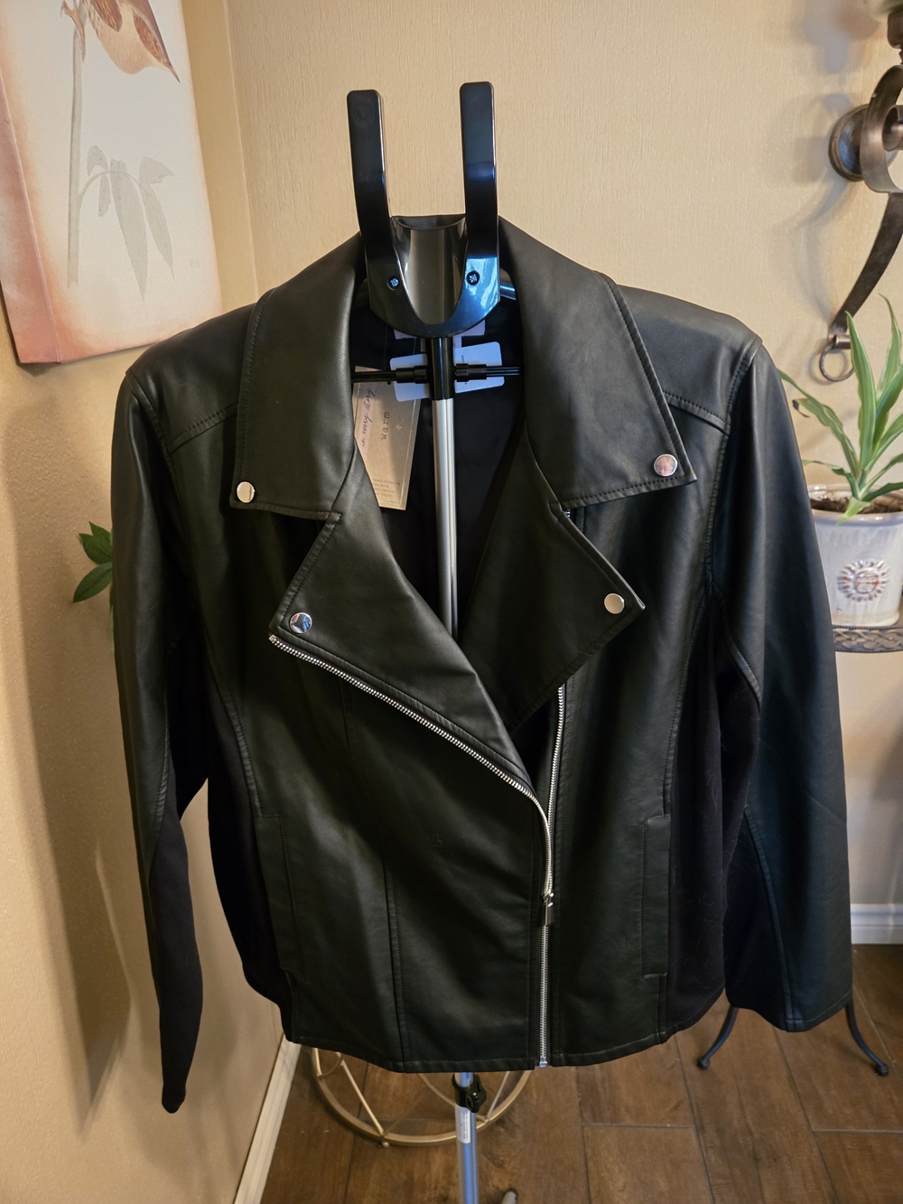 NWT Penningtons Black Moto-Style Faux Leather Jacket
